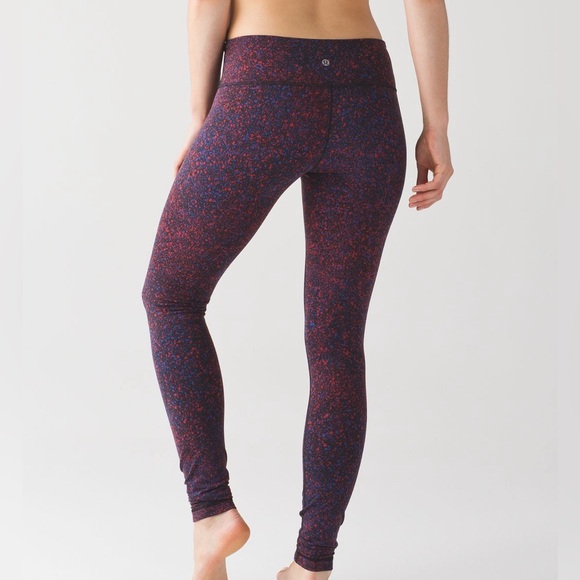 Lululemon Wunder Under Pant III Splatter Prep Red Sapphire Blue | Size 6 - Picture 1 of 12